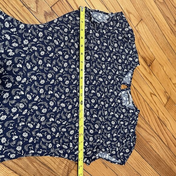 REFORMATION Gavin Navy‎ Floral Midi Dress Open Back Cap Sleeve Size 12 - Picture 11 of 12